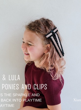 mimi&lula25新款女童女宝蝴蝶结发绳发卡发夹圣诞丝绒蝴蝶结发饰