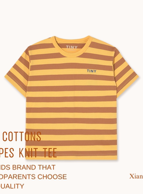 25秋冬tinycottons儿童圆领短袖T恤纯棉舒适条纹上衣条纹短裤裤子