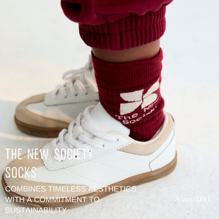 the new society25AW棉质高弹力中筒长袜TNS男童女童成人袜子秋冬