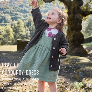 PLAYUP葡萄牙25AW秋冬婴儿女宝灯芯绒背带裙连衣裙牛仔背带裙保暖