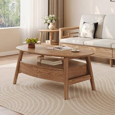 北欧实木茶几电视柜组合简约现代家用小户型客厅家具储物边柜套装