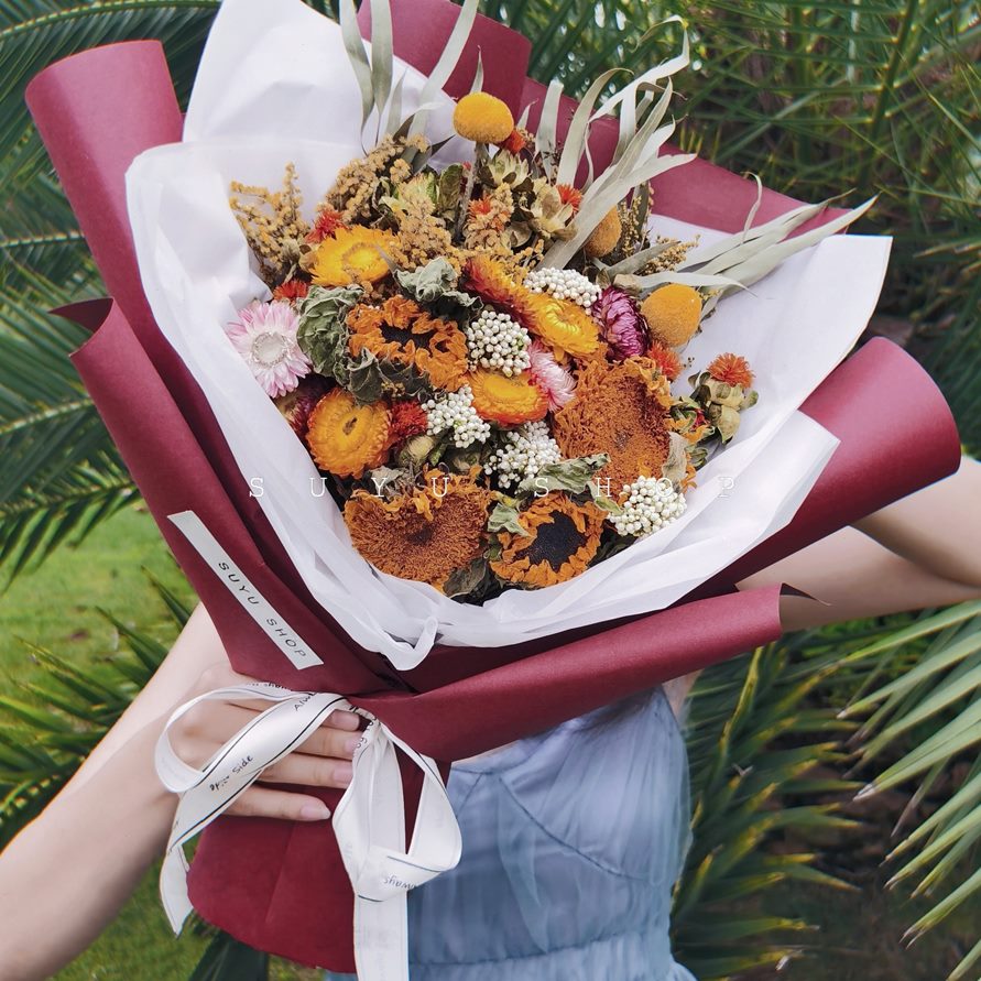 向日葵干花花束礼盒情人节生日礼物婚礼祝福送男生女生毕业季拍照
