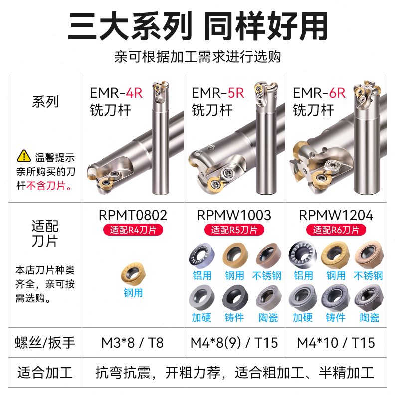 数控刀杆加长EMR圆鼻铣刀杆抗震防震牛鼻加工中心铣刀杆R5 R4 R6