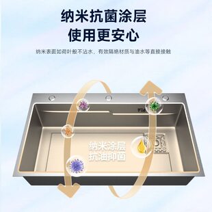 水槽大单槽厨房洗菜盆304纳米不锈钢手工洗碗槽家用洗菜池洗碗池