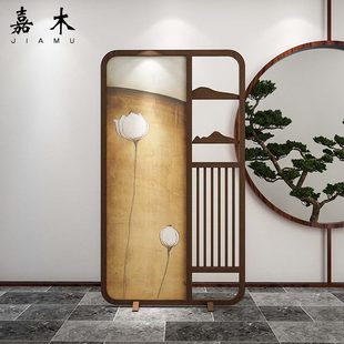 实木屏风落地移动禅意祥云镂空座屏室内客厅卧室遮挡隔断 现代中式