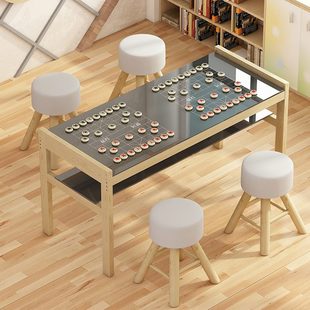 多功能桌椅组合 实木围棋桌子升降桌象棋桌棋盘桌培训桌学习桌中式