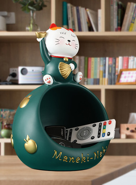 2025新款日式创意树脂招财猫玄关钥匙收纳家居摆件桌面装饰客厅