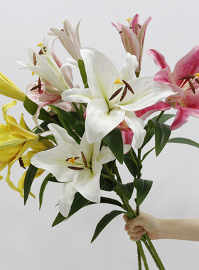 仿真花 3EVA手感香水百合花 婚礼家居装饰花摆件假花厂家批发