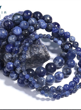 跨境天然蓝纹大颗圆珠手链男女百搭弹力手串厂家批发手工制作