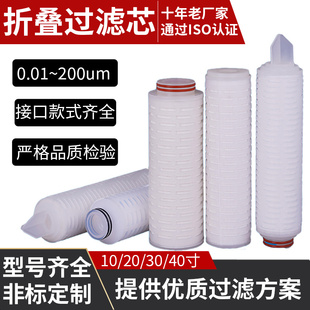 工业微孔膜折叠滤芯10寸20寸40寸PP聚丙烯PES聚醚砜PTFE四氟滤芯