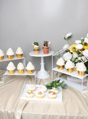 白摆色铁艺甜台蛋糕件展示台架托盘WUX婚礼摆下午茶点品心架冷餐