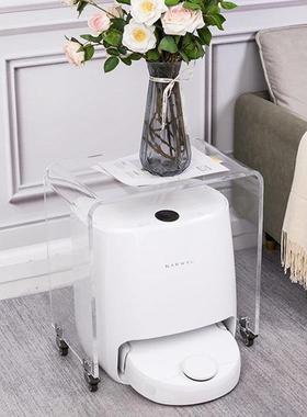 扫地机器人置物力架亚克边几垒收带轮子63843小推车亚克力纳透明