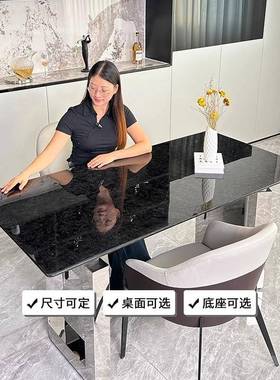 餐意无品牌/式轻奢石天奢然大理石桌高端方别墅大平层长形饭桌