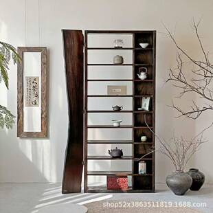 老纳榆木古博架办公室文玩摆件陈列展示架家用茶具收实木架SY0101