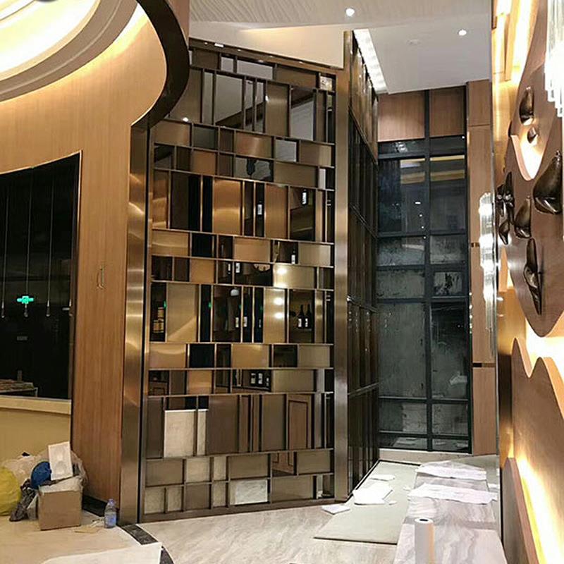 酒店大堂墅金隔断属花格餐厅走廊别玫瑰客金格栅不锈钢FSV厅屏风