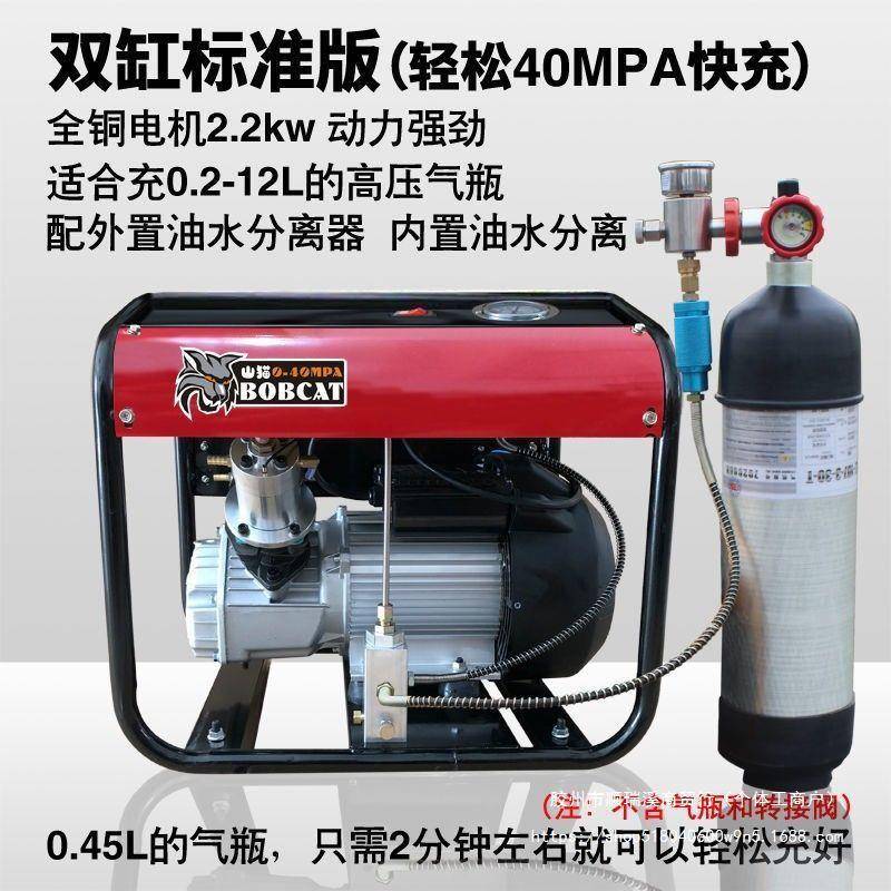 山猫电动高压打气机30mpa高压充气泵40mpa小型单缸水冷打气机筒