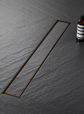 04不锈钢金色家淋用浴房下水道3D防臭防反味长条形隐藏地87818漏L