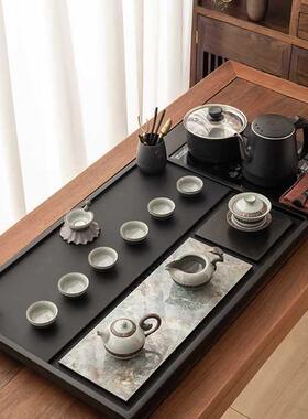 天然全金石茶盘用简约轻奢KFI自动烧水茶台乌岩板茶具家套装茶海