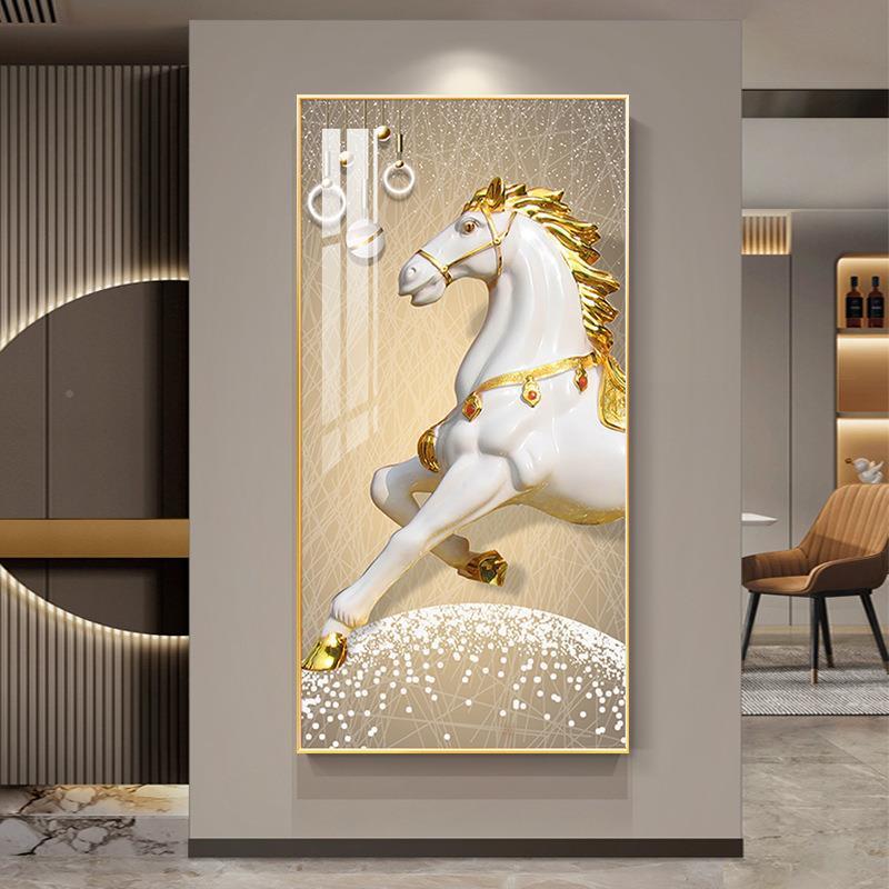 八骏图道玄关装饰入户正对门画走廊过装饰83780993画壁画画马挂到