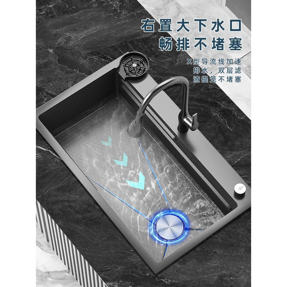 纳米手工加厚洗碗池大单槽SUS304不锈钢蜂窝压纹家用厨房水槽单槽