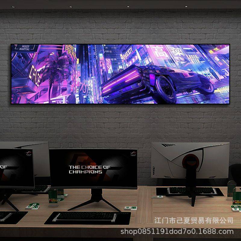 赛博朋克2077LED 灯装饰画发光潮流酒吧网咖网吧墙面挂画电竞房画图片