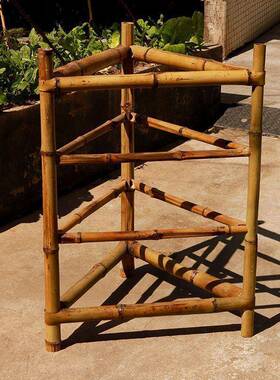 纳多层三架晒晾架家用架子置物脚架IDV楠竹落地收簸箕竹制品竹编