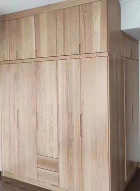 角ft全屋YBH实木书推拉门简约衣柜桌一体顶卧室整体橡到木家具转