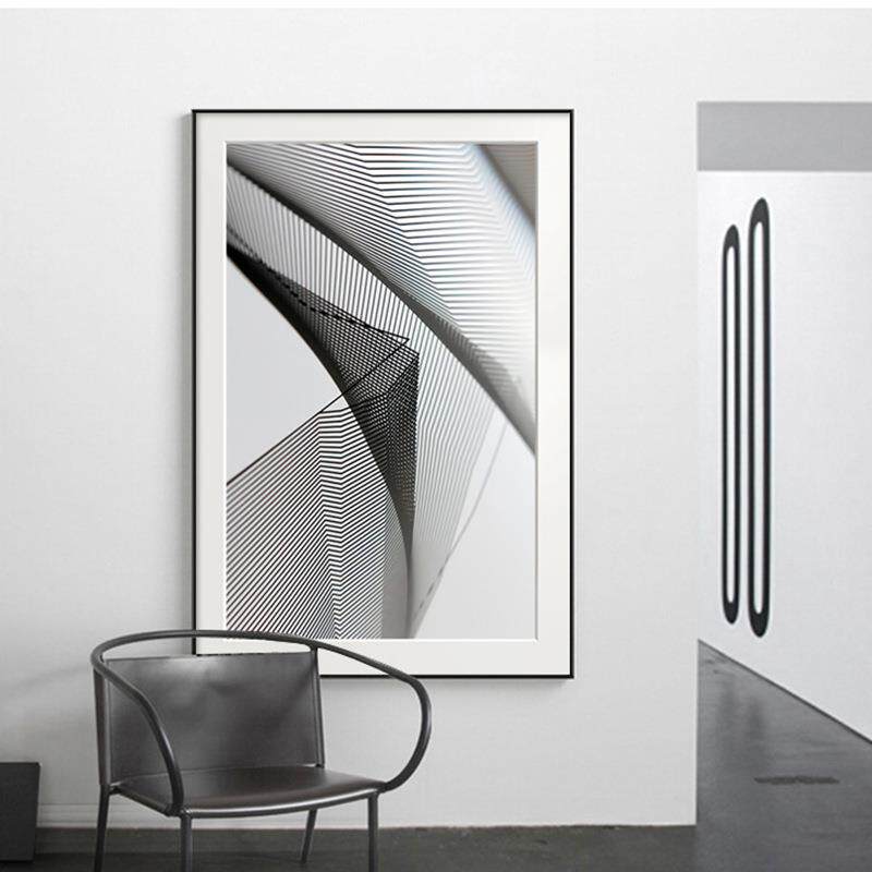 现关风代简约工业黑建筑白装饰画玄客厅线条跳跃餐厅办公卧室小众