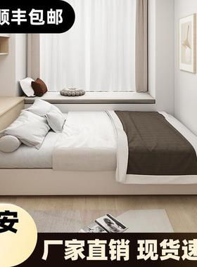 全实木宿榻无榻米加密排卧骨架室地台床民76840酒店落地床头床架