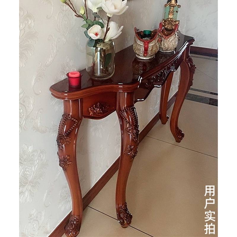 美式玄关桌子靠墙欧式玄关柜沙发后背柜背几墙边柜半圆窄条案供桌