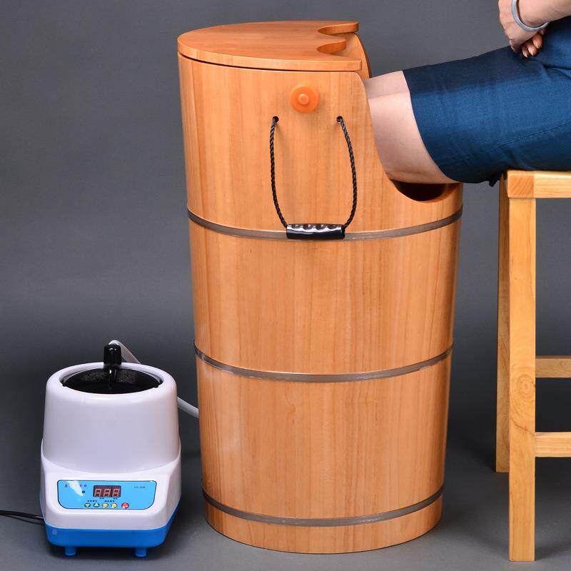 加多用熏蒸木桶带木70带凳子凳子蒸汽汗蒸桶高泡脚桶坐浴盆橡木质