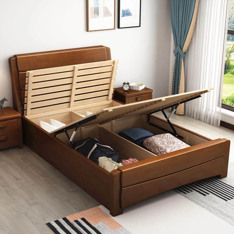 全实木1.2米储物高mPWU箱1.35c床小户型90宽床老人用单人床15米民