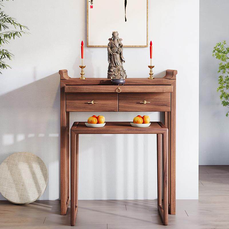 新中供式黑胡桃实木组合桌香FFE案用简约现代厅财神客香火桌贡家