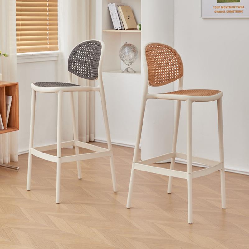欧北背塑料吧台椅现代简约家用台高脚椅藤编靠吧台XFT椅阳酒吧前