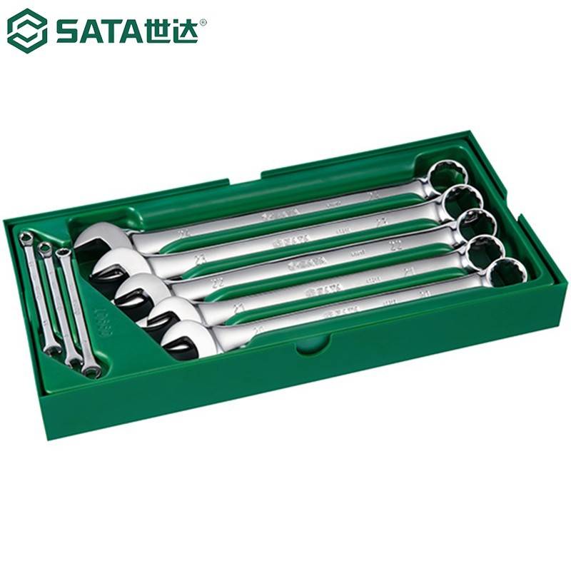 世达工具  手动扳手 8件全抛光两用扳手组套棘轮套筒扳手工具套装