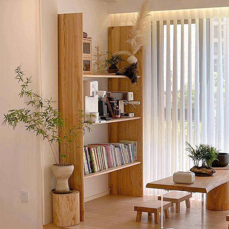 原风白蜡木实木落地置物架架书纳杂物木架收PUD博古架花架