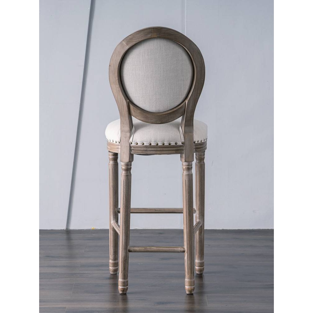 美式实木吧椅仿古吧台椅家用欧式复古靠背酒吧椅高脚椅藤编高吧椅