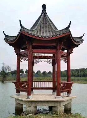 单层化防腐木亭制花园古建仿古户外六INE角凉院别碳墅实庭木亭子
