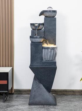 山水摆现代流水摆循环水鱼tb-68087缸客厅假山水景水风轮入户玄件