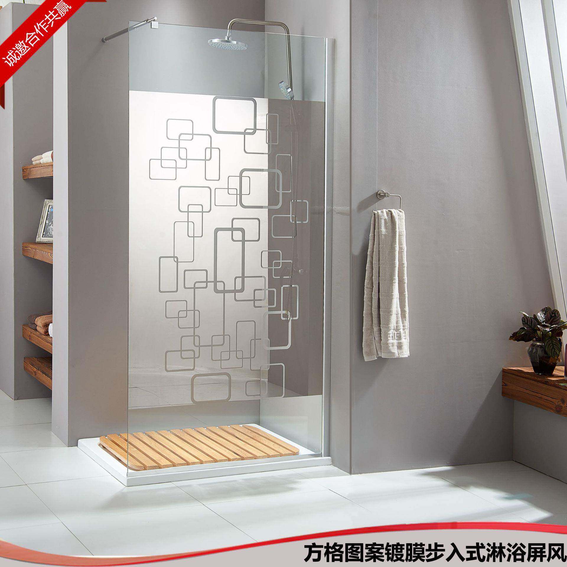 新现步入款式伸缩拉无品牌/杆隔约断屏风镀膜卫生间简装饰玻璃代
