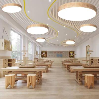档LED原木办具公吊灯景区客栈服装WGR店餐馆圆环灯圆高形纹木吸顶