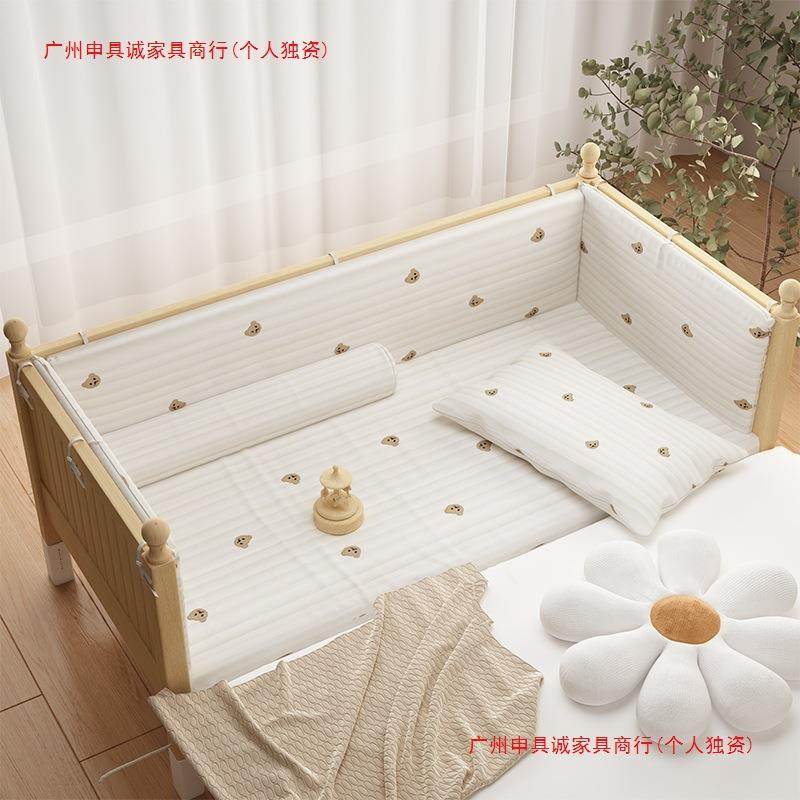 儿床童拼接床调节床高度拼接家用大加宽21床实可木婴儿床带护栏小