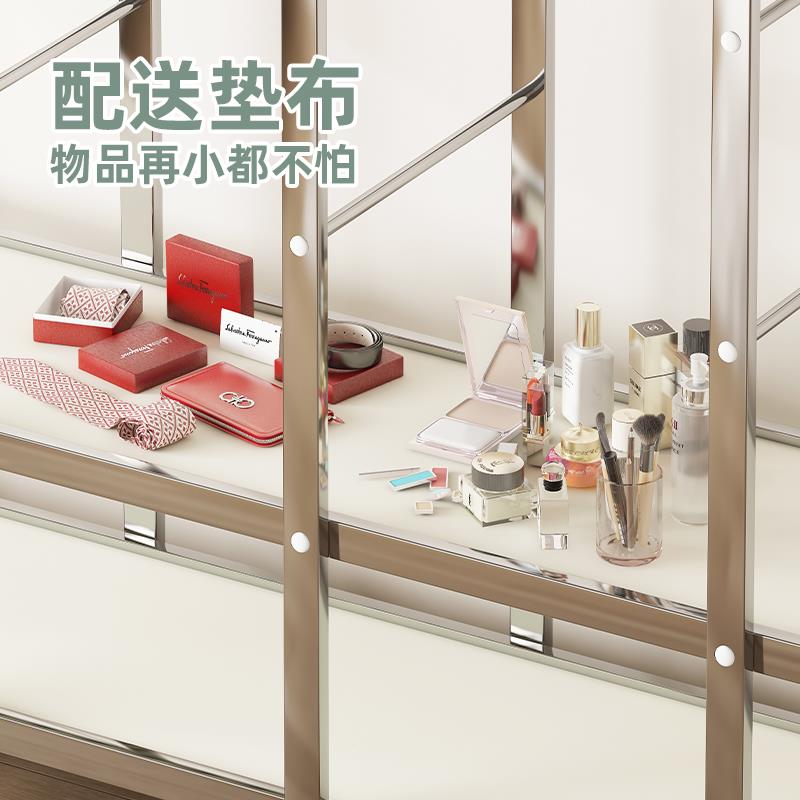 简易F776STST衣柜用纱帘布衣柜不锈钢衣钢架结实耐组装柜出租房纱