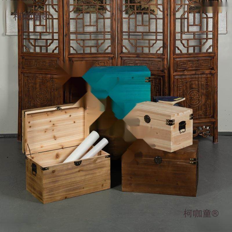 木物箱可坐大老旧木实箱子摆件复古木箱式仿古带锁的储收纳麦无品