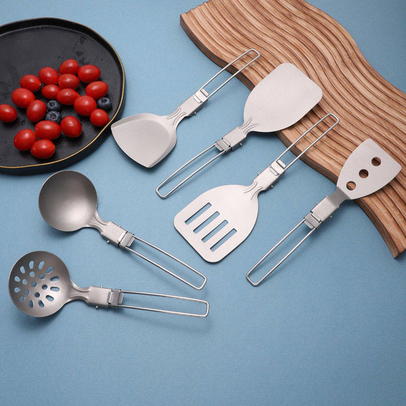 跨境纯钛折叠厨具套装304不锈钢锅铲煎铲户外便携炊具露营汤勺漏,餐饮具,餐具笼/架,淘宝优惠券,粉丝福利购,淘宝优惠卷