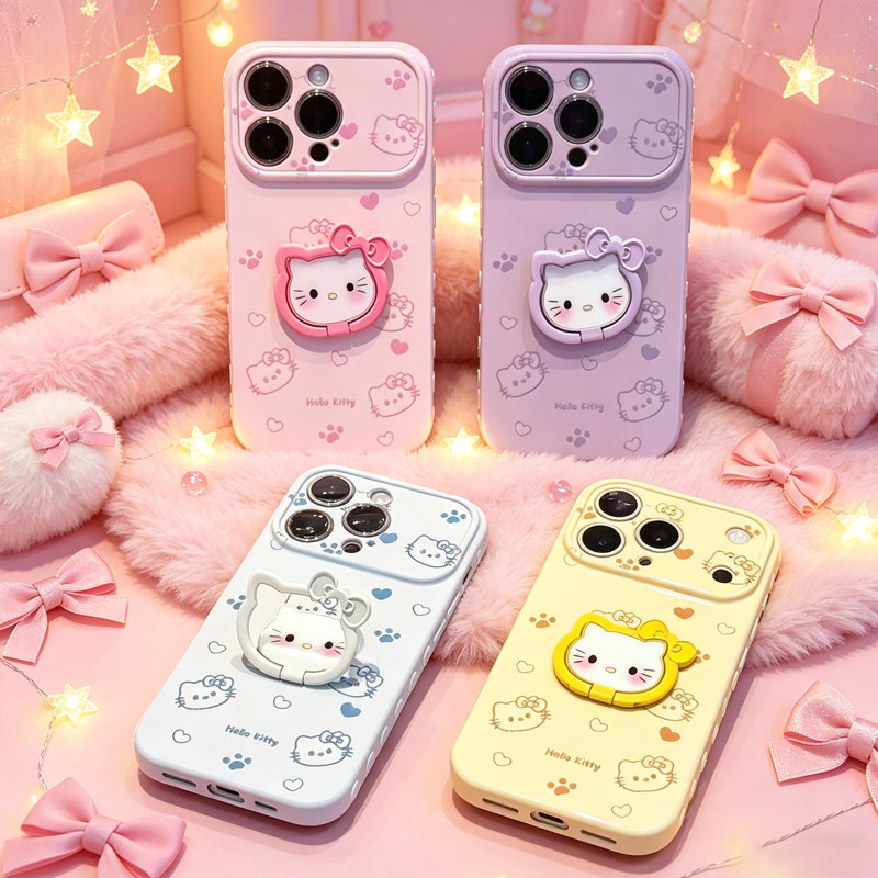 多巴胺猫咪支架防摔iPhone保护壳