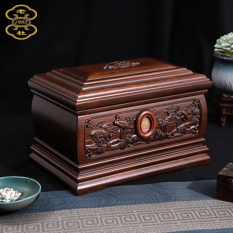 需定制老杜实木骨灰盒高档寿盒男女通用榫卯结构檀木金丝楠木骨灰