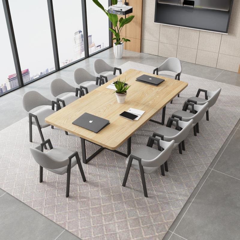 需定制钢架大板办公会议桌简约现代工作室开会桌店铺接待谈判长桌
