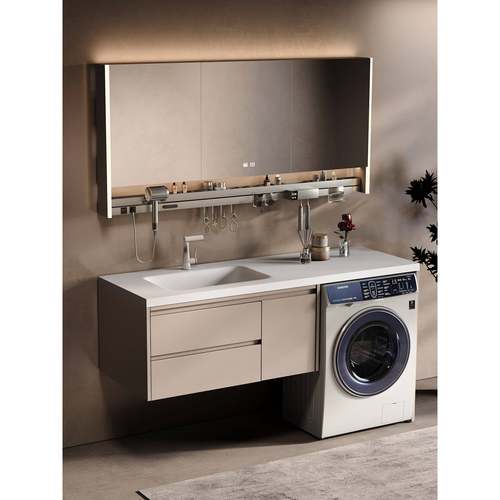 需定制定制洗衣机洗手一体柜岩板热弯一体盆ENF浴室柜卫生间洗漱