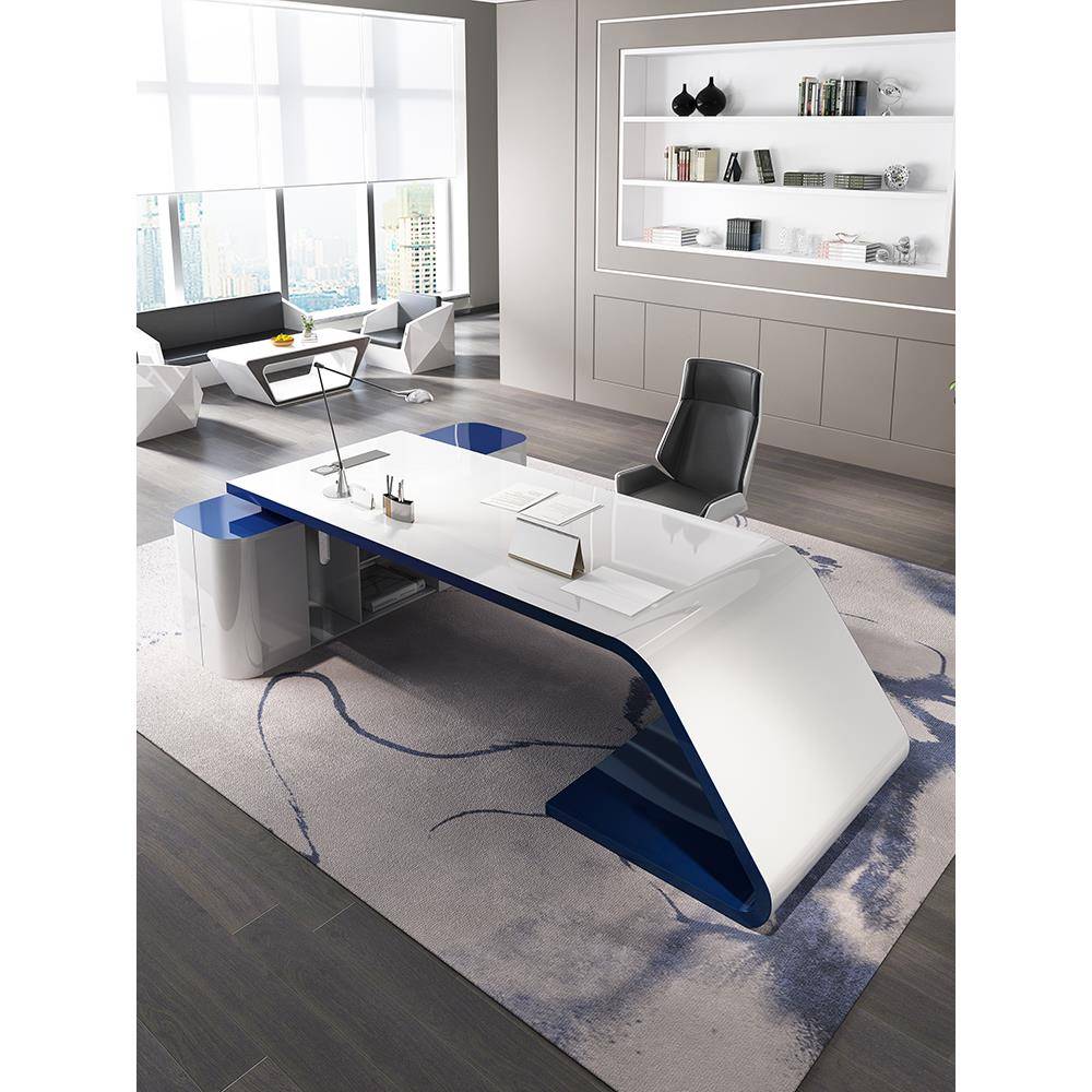 需定制新款烤漆老板办公桌简约现代班台女总裁桌时尚经理主管桌椅